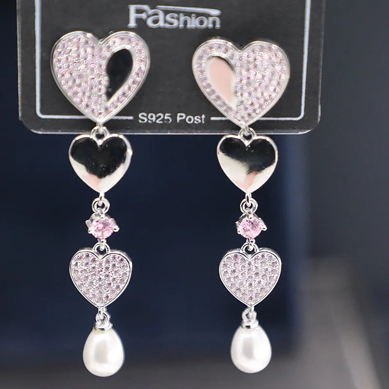 Bilincolor Fashion New Korean Style Peach Heart Earrings for Women