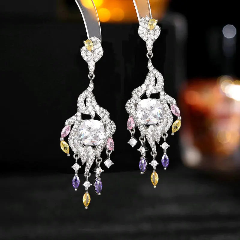 Bilincolor Luxury Zircon Inlaid Elegant Earrings  for  Wedding  or Party