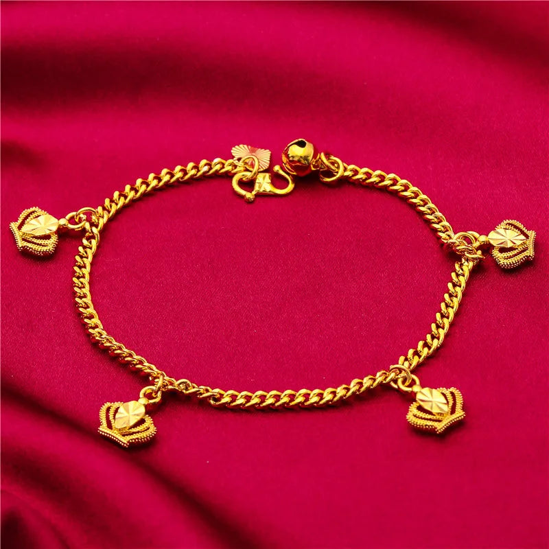 Yellow Gold Color Charm Bracelets For Women Multi Hearts Keys Stars Chain Bracelet Wristband Pulsera Femme Trendy Jewelry Gifts