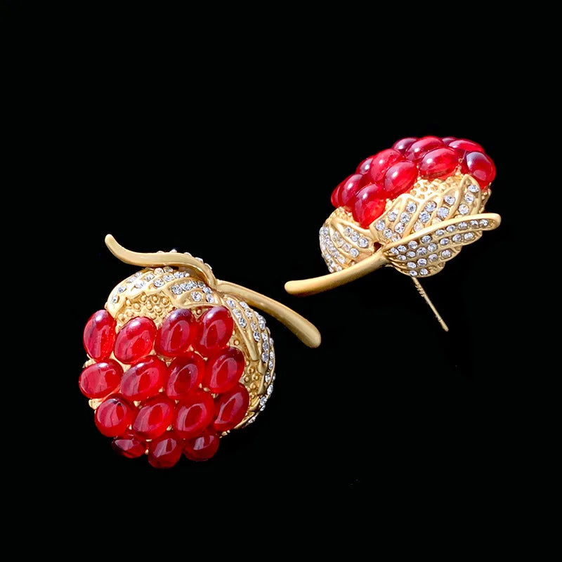 Bilincolor Red Jelly Imitation Glass Strawberry Earrings For  Gift  or Party