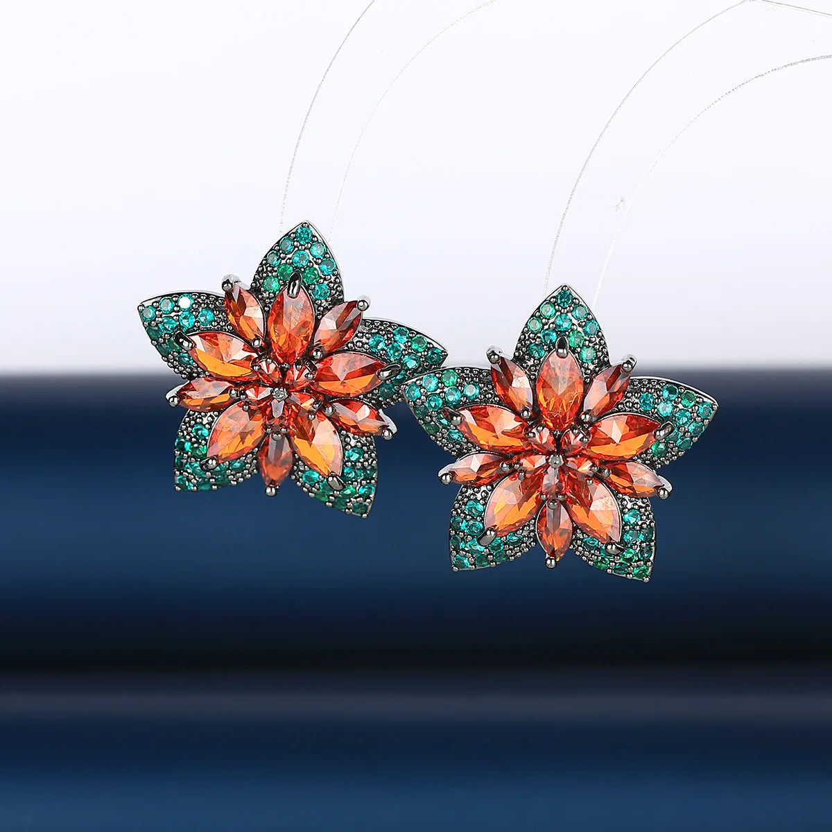 Light Luxury Style Flower Shape Zircon Fashion Versatile Earrings  for Wedding or  Party