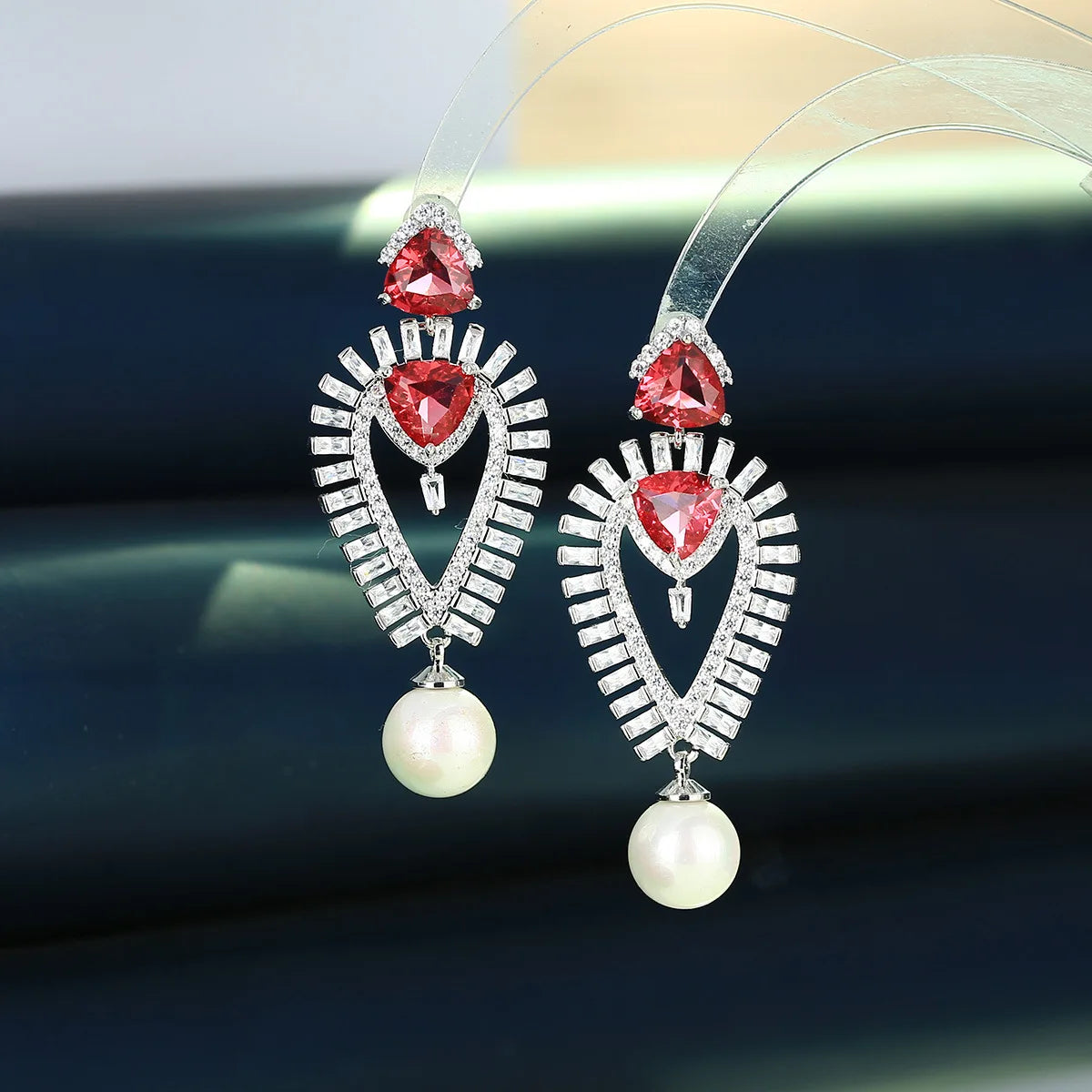 Bilincolor Light Luxury   Micro-set Zircon Pearl Earrings for Women