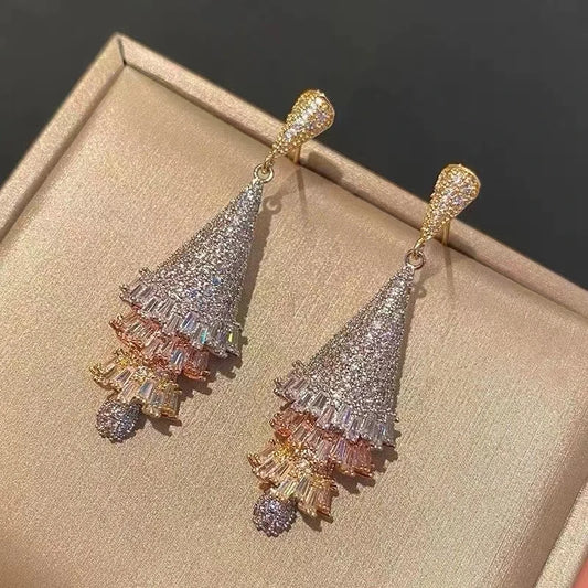 Bilincolor Shell Micro Inlaid Zircon Earrings for Women