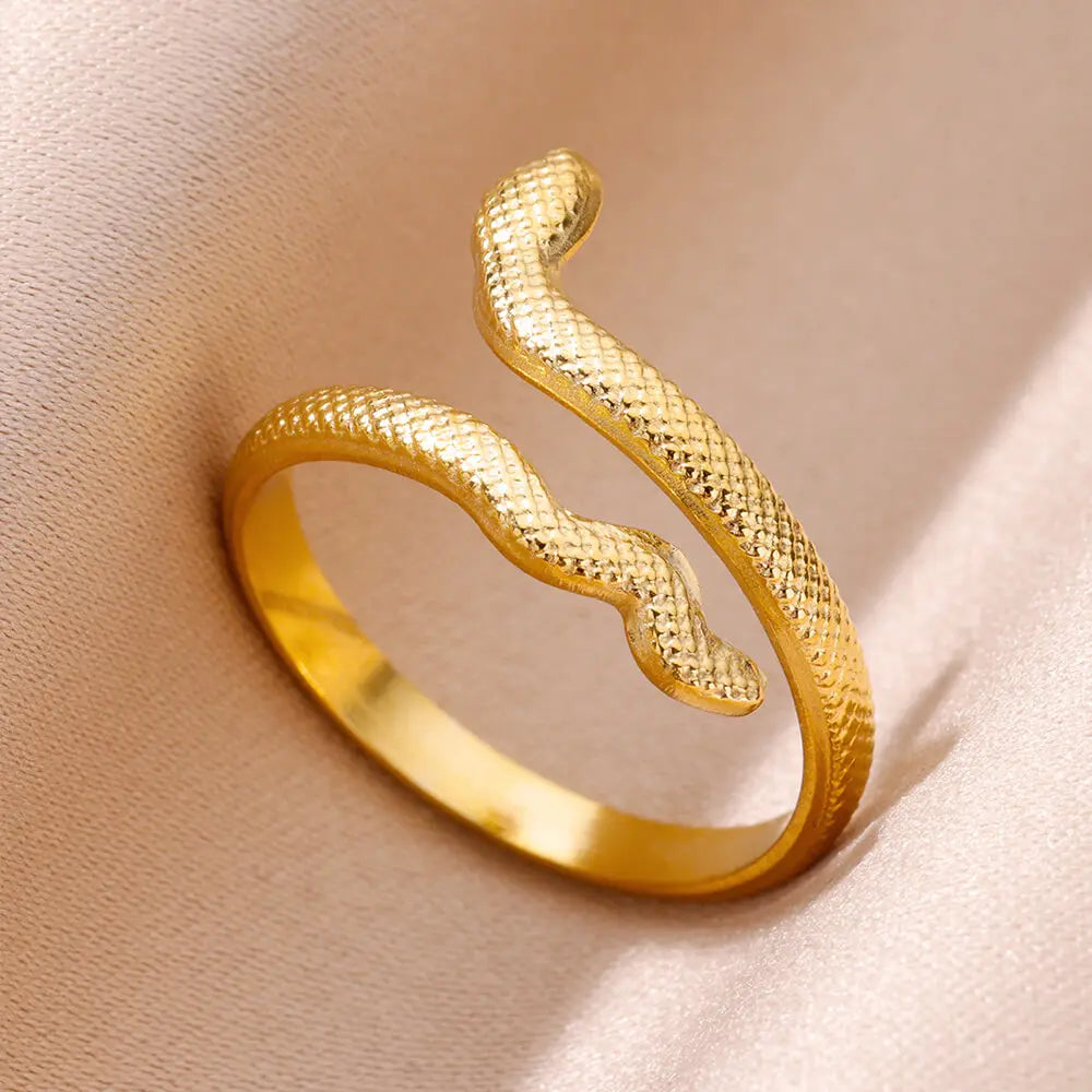 Snake Rings for Women Men Stainless Steel Ring Gothic Gold Color Couple hombres Aesthetic Jewelry Christmas Gift anillos mujer