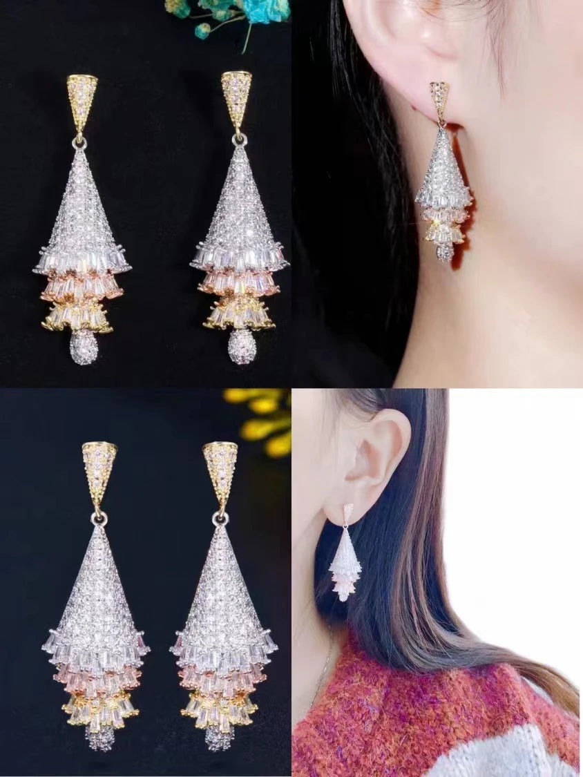 Bilincolor Shell Micro Inlaid Zircon Earrings for Women