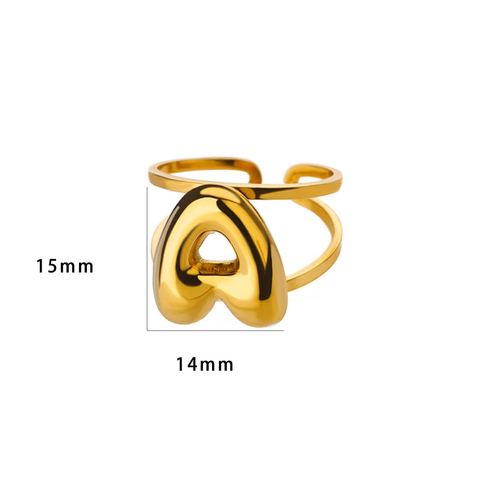 Initials Rings for Women Gold Color Stainless Steel Ring 2024 Trend Opening Couple Band Alphabet Letter Jewelry anillos mujer