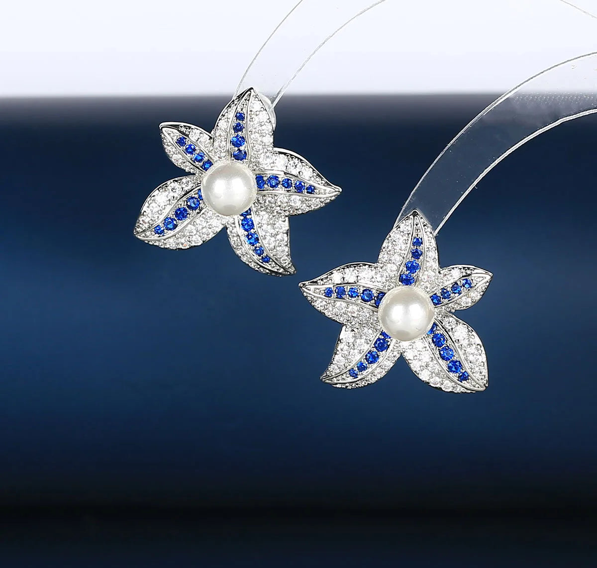 Bilincolor Luxury  Floral Pearl Light Luxury Zircon Earrings