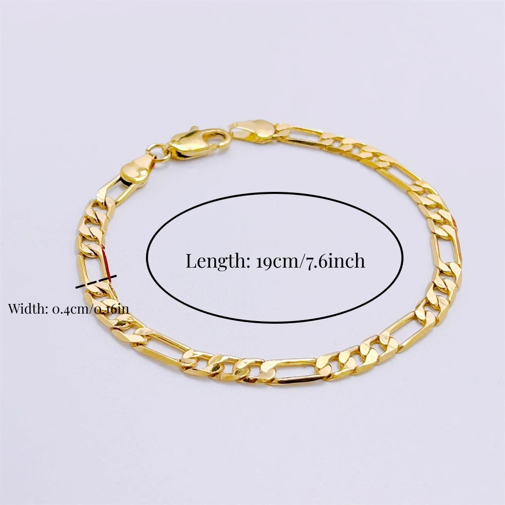 Women's Hand Bracelets Stainless Steel Golden 4mm Figaro Link Chain Wristband Pulsera Trendy Jewelry Accessories Party Gifts