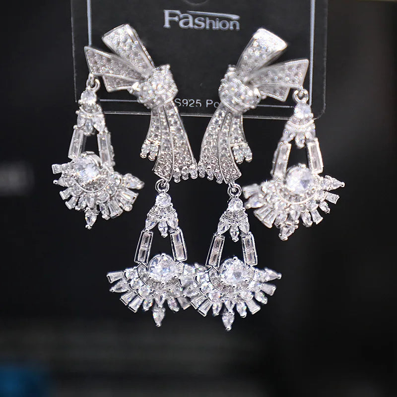 Bilincolor Micro Set Zircon Bow Earrings for Women