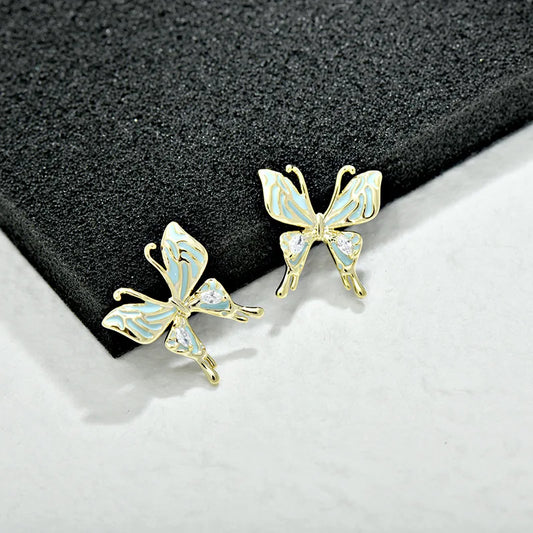 BiLincolor Korean Copper Butterfly Zircon High Quality Earrings for Wedding or Party