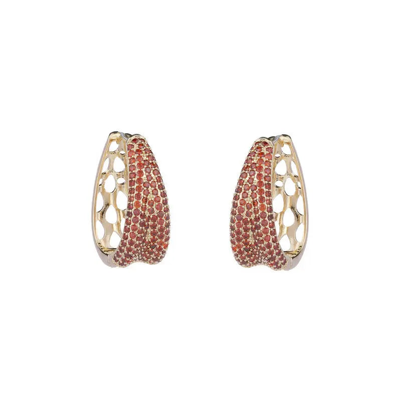 Bilincolor Retro Zirconia Oval Hoop Earring For Party