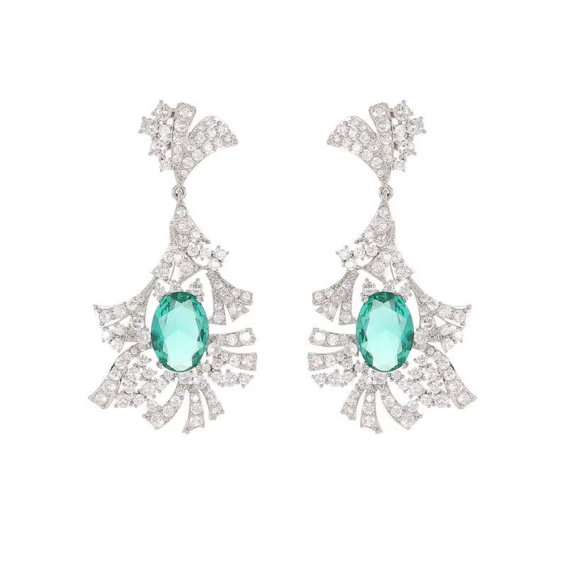 Bilincolor Light and Luxurious Zircon Inlaid Charming Earrings  for Wedding or Party