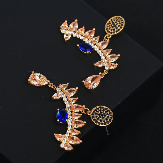 Bilincolor Light Luxury Zircon Exaggerated Personality Earrings  For Women or Girls'  Christmas Gift