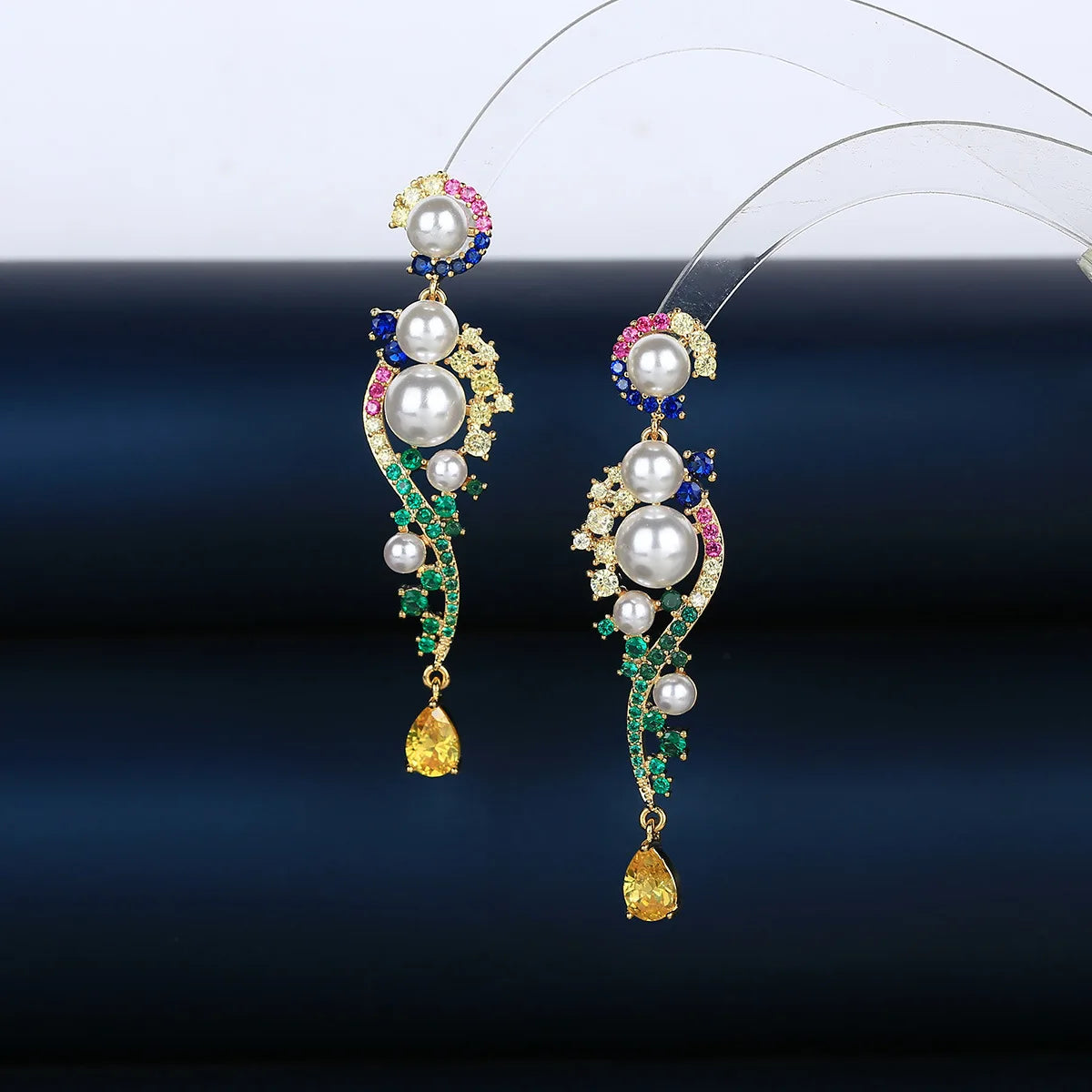 Bilincolor Long Zircon Light Luxury Pearl Jewelry For Gift for Black Friday