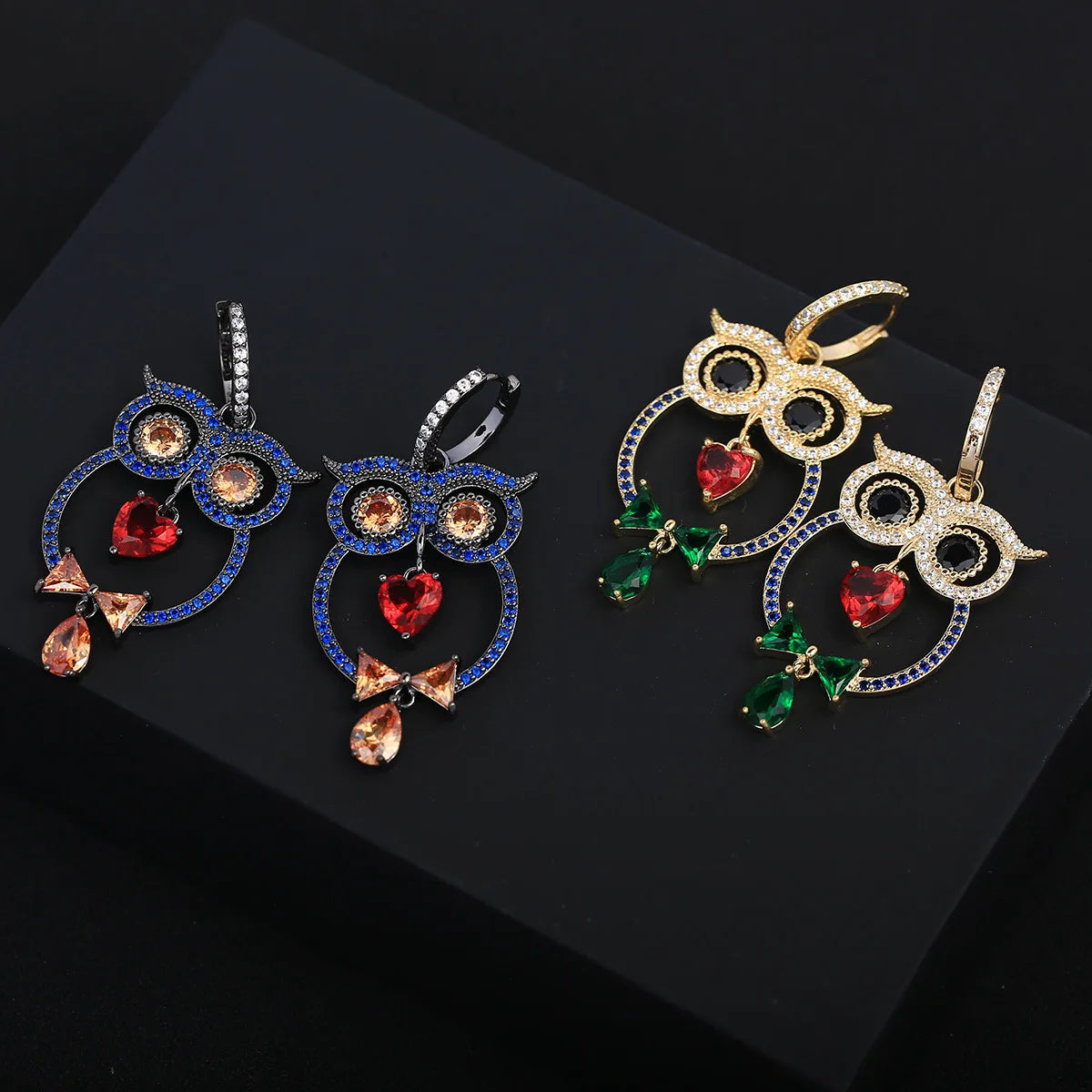 Luxury and Fashionable  Owl Shaped Zircon Earrings For Women or Girls' Gift