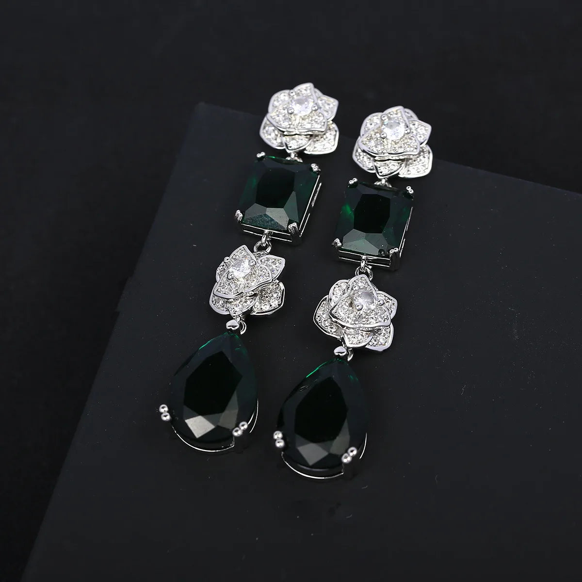 Light Luxury Flower Zircon Water Drop Earrings For Women or Girls  Chrismas' Gift