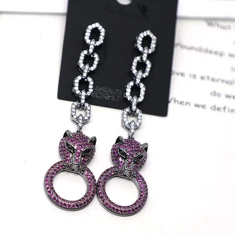 New Fashion Style Heavy Industry Micro Inlaid Zircon  plated Animal Leopard Earrings