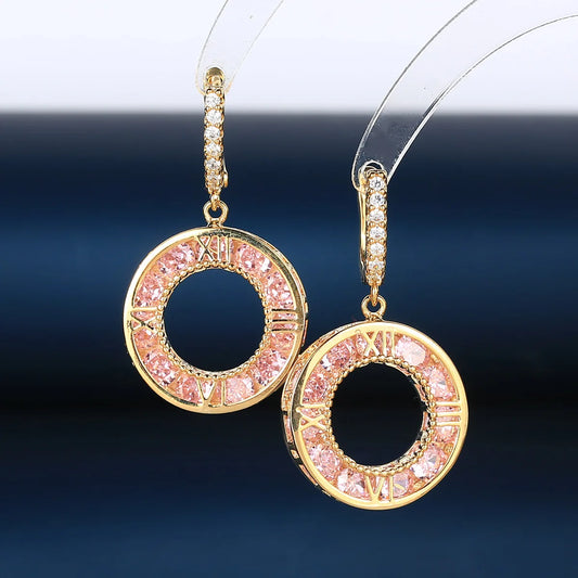 Bilincolor Light Luxurious and Personalized Circle Antique Earrings  For Women or Girls'  Christmas Gift