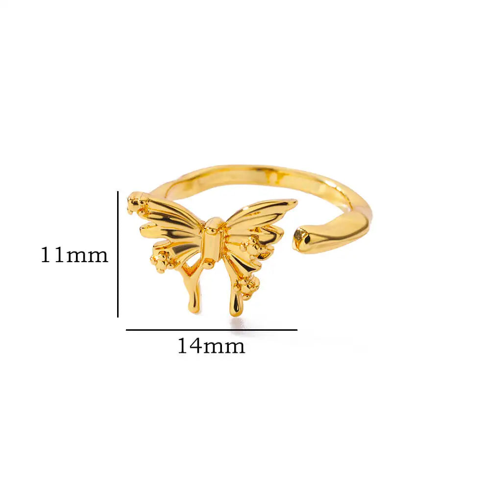 Trendy Rings for Women Open Gold Color Stainless Steel Ring Female Simple Couple Bowknot Band Aesthetic Jewelry anillos mujer