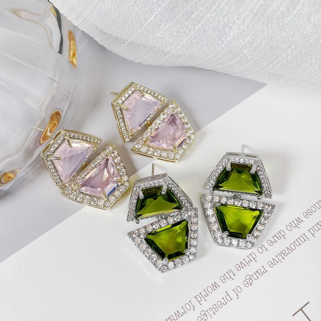 Bilincolor Geometric Color Zircon Light Luxury Temperament Perfume Bottle Earrings for Women