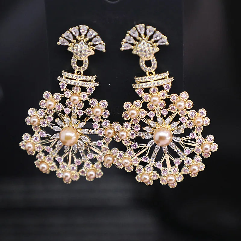 Bilincolor Micro Set Zircon Flower Earrings For Women