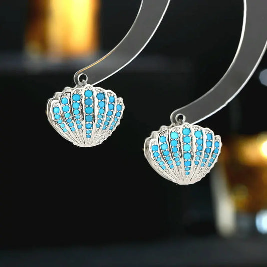 Bilincolor Creative Design Shell Earrings with Zircon Inlay for Daily Wear for Gift