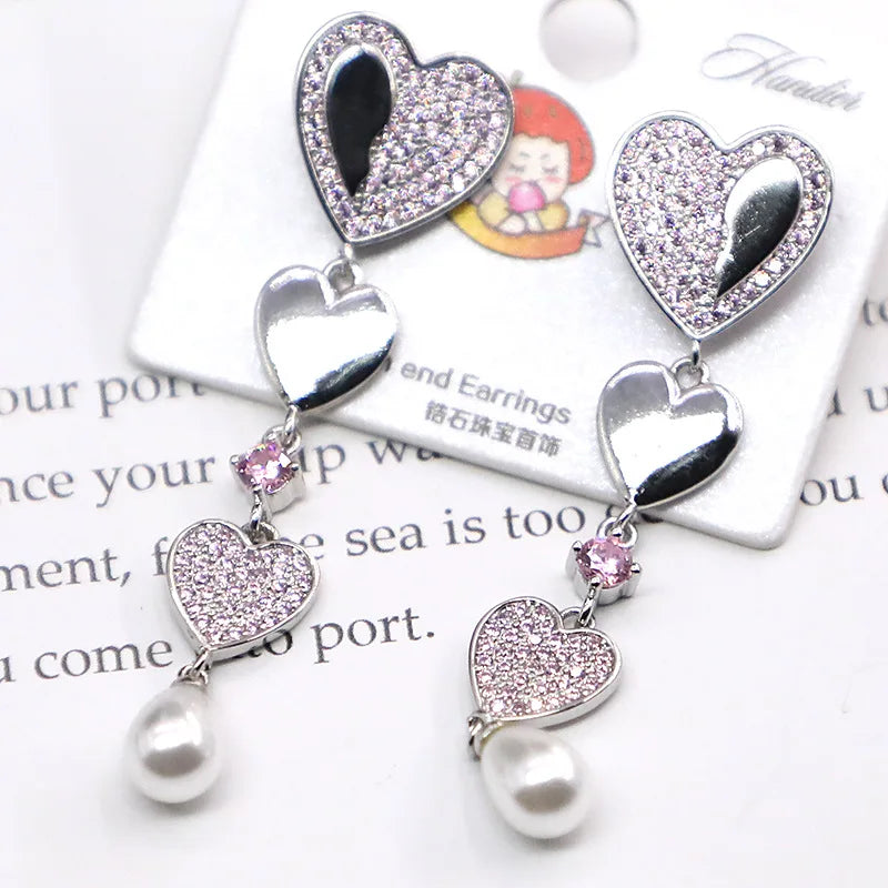 Bilincolor Fashion New Korean Style Peach Heart Earrings for Women