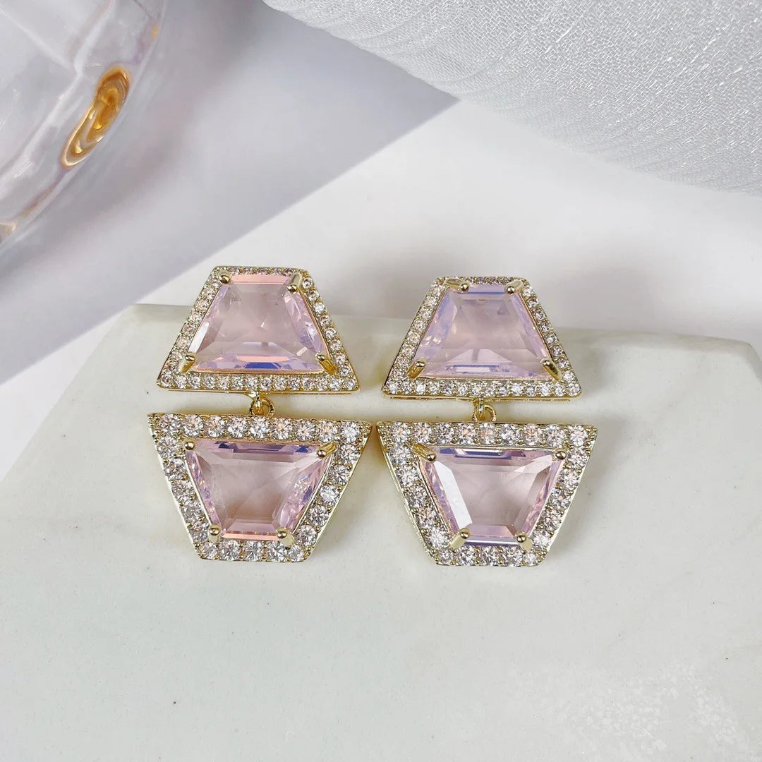 Bilincolor Geometric Color Zircon Light Luxury Temperament Perfume Bottle Earrings for Women