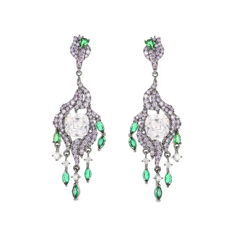 Bilincolor Luxury Zircon Inlaid Elegant Earrings  for  Wedding  or Party