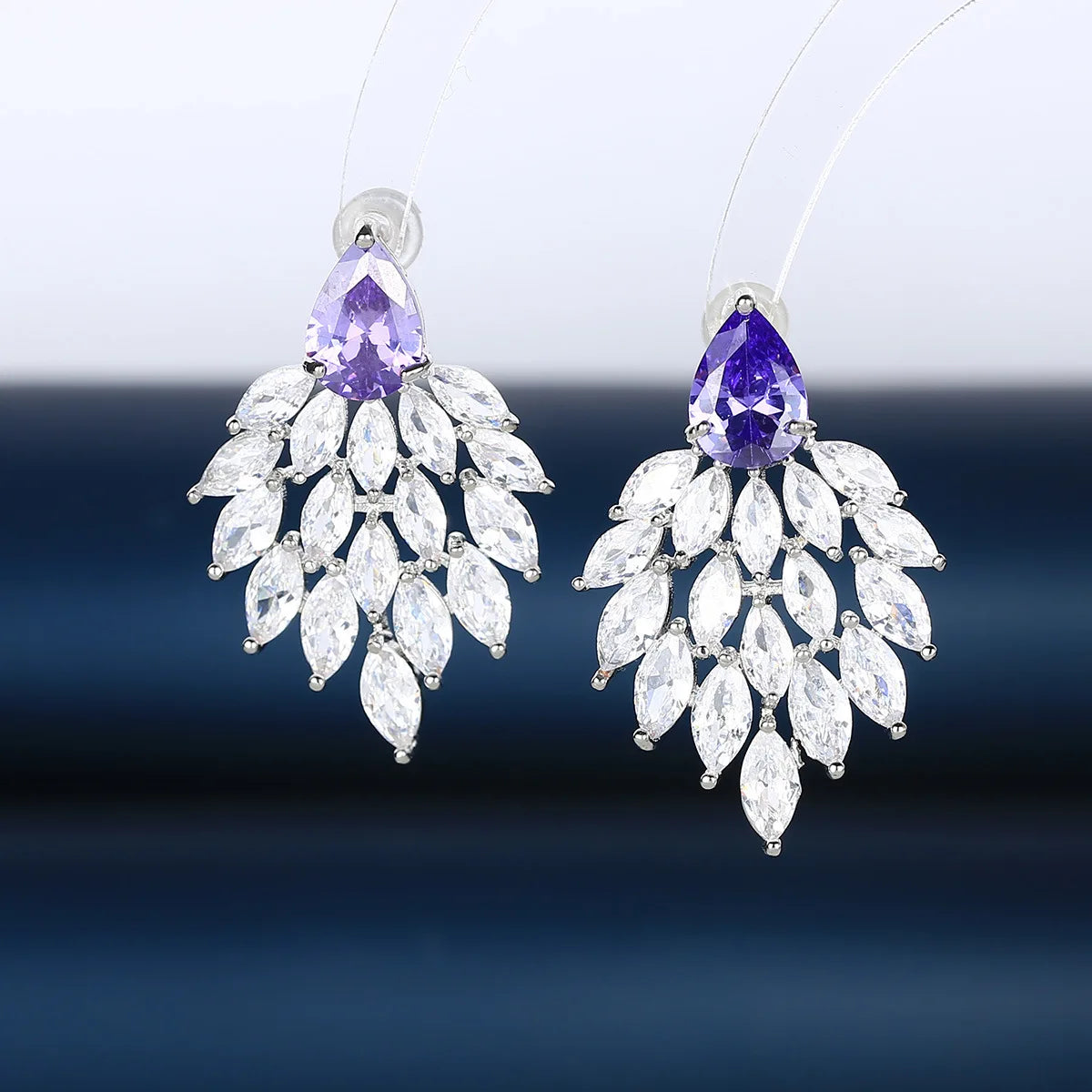 2022 New Autumn Maple Leaf  Water Drop Zircon Earrings for Wedding or Party