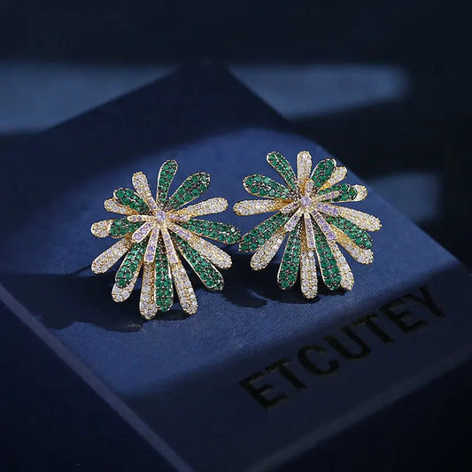 BIlincolor Bright Fireworks Zircon Earrings  For Women or Girls  Chrismas' Gift