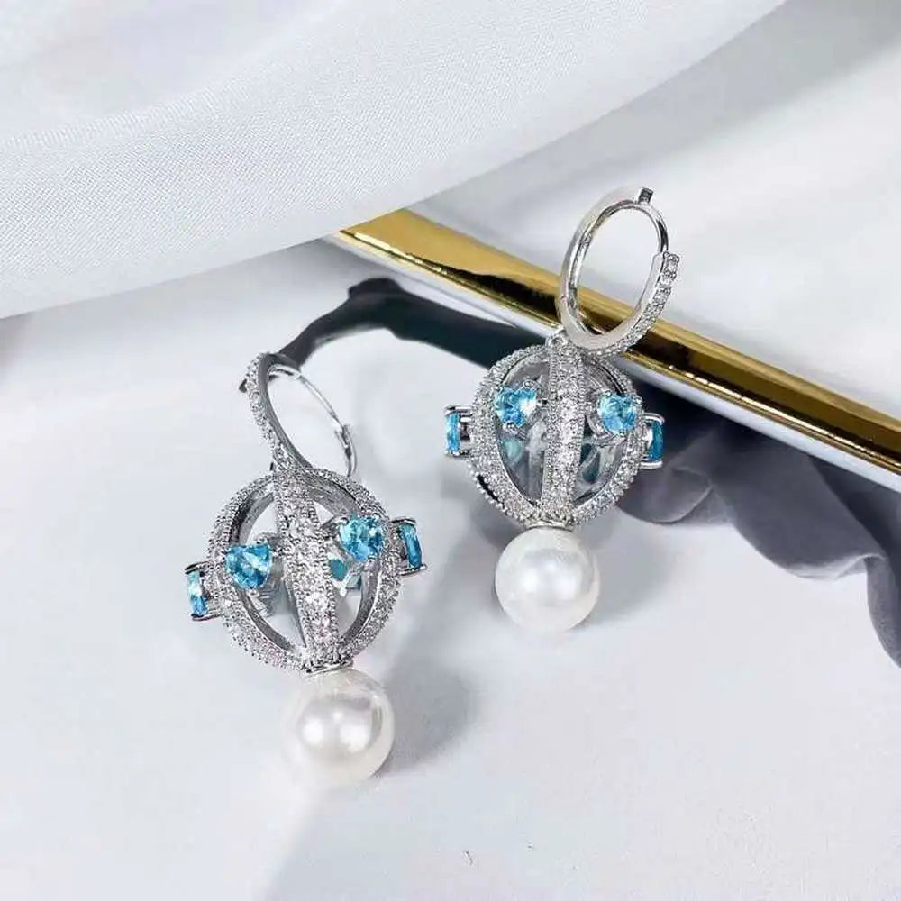 Bilincolor Exquisite Love Zircon Hollow Small Lantern Earrings for Women