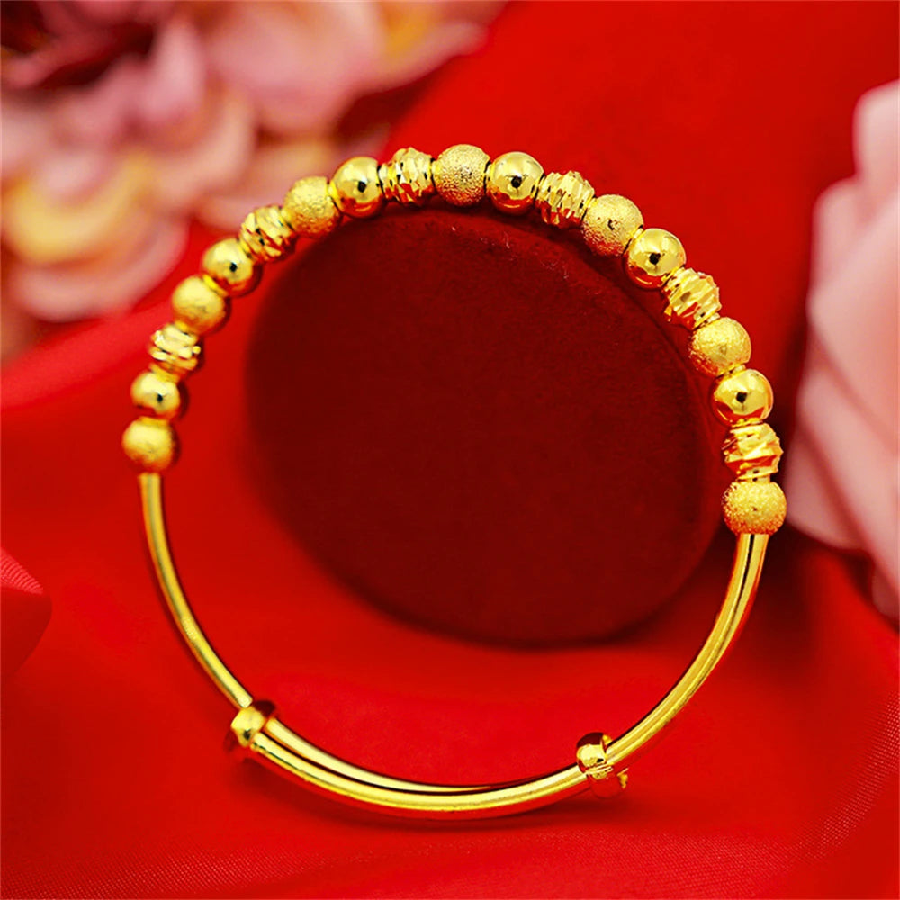 Gold Color Multi Beads Cuff Bangles for Women Hand Bracelets Pulsera Femme Wristband Trendy Jewelry Accessories Party Gifts