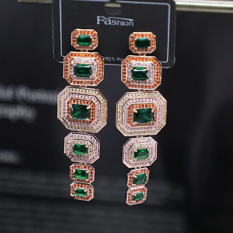 Bilincolor Micro Inlaid Colored Zircon Earrings For Women