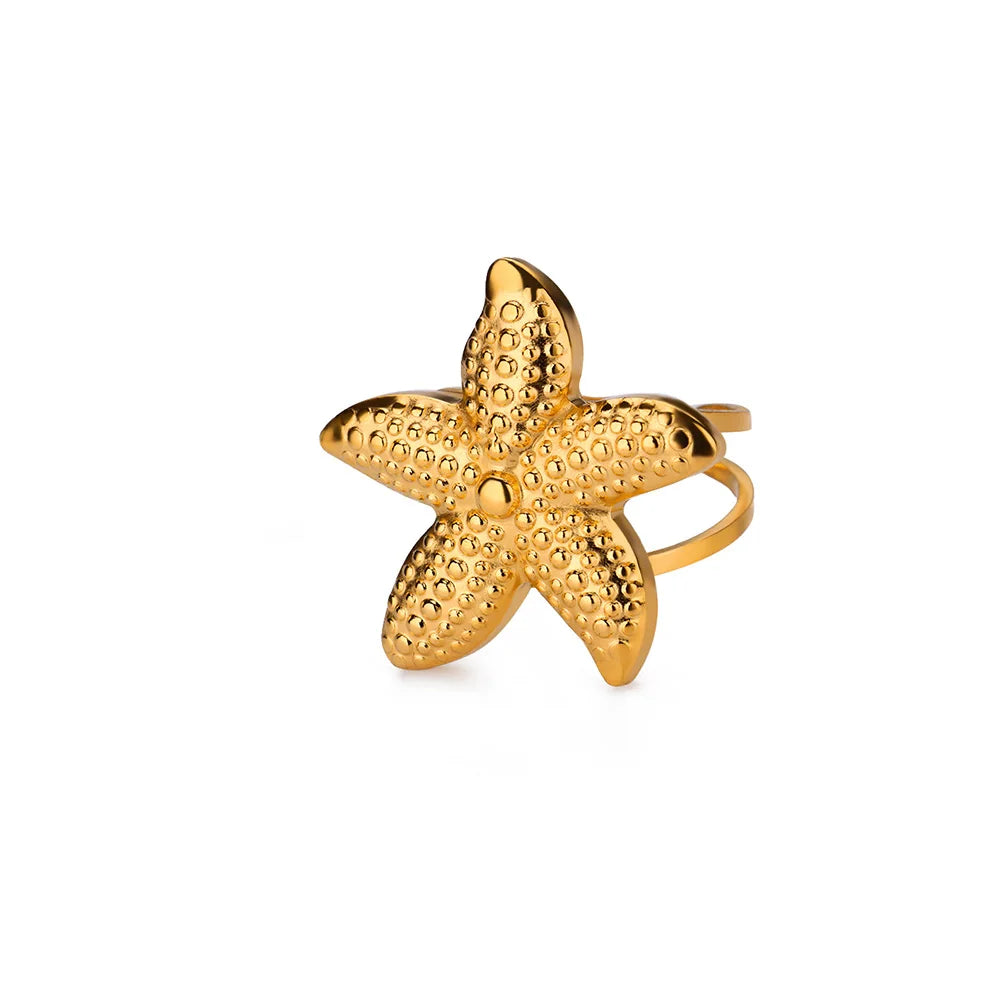 Summer Starfish Rings for Women Girls Opening Stainless Steel Ring 2024 Trend Female Beach Jewelry Daily Accessories anillos