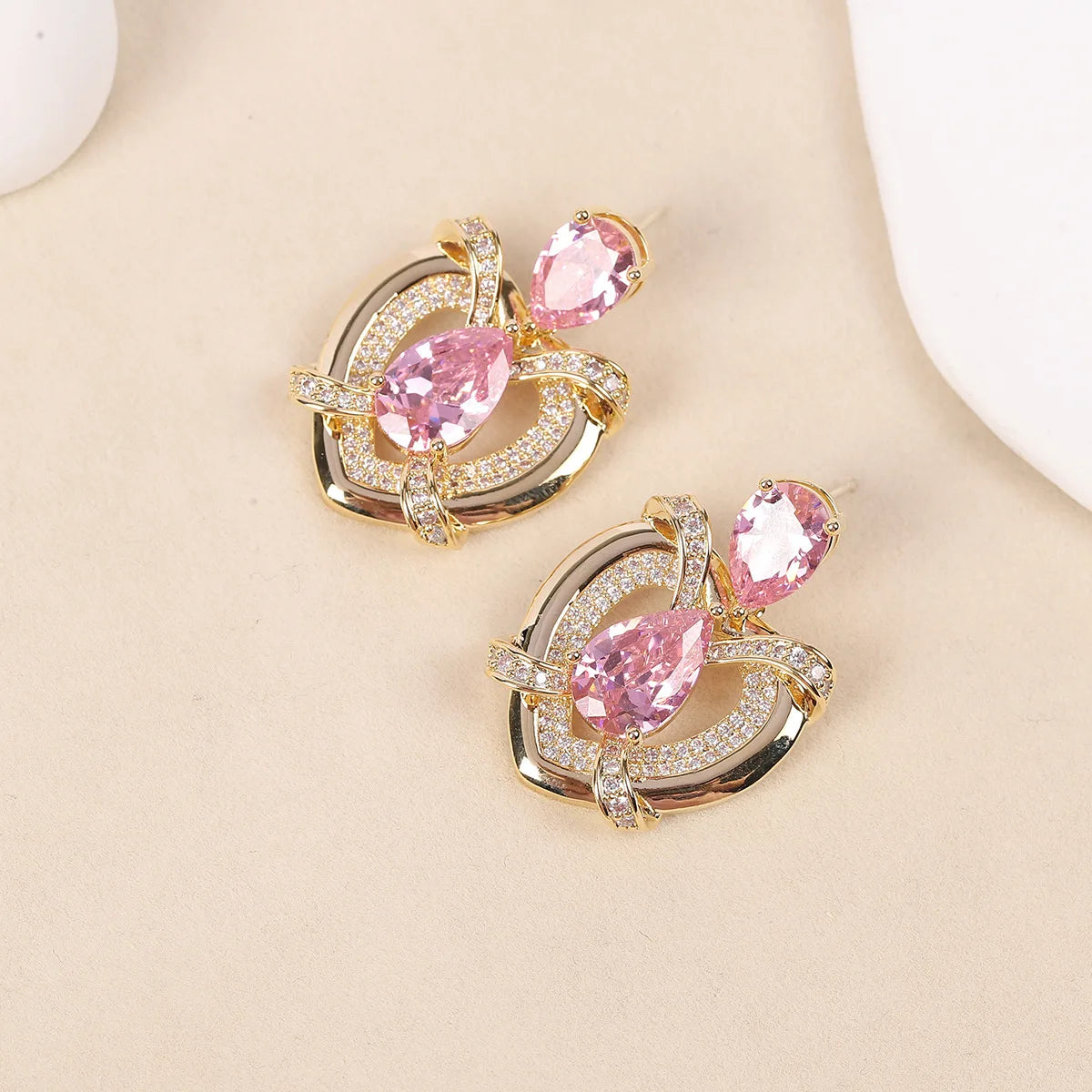 Bilincolor Heart Shaped Zircon Earrings  for Women