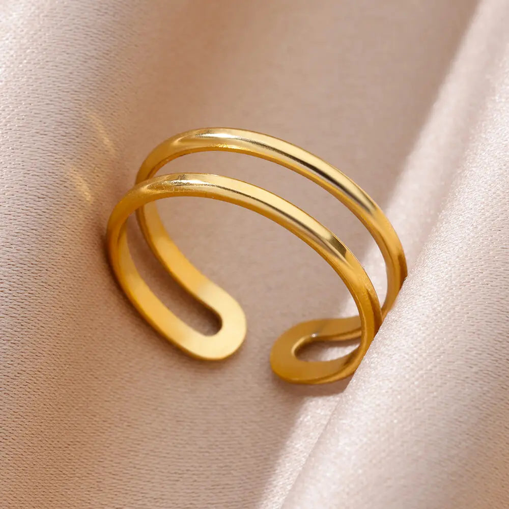 Gold Color Fuxk off Rings for Women Opening Stainless Steel Ring 2024 Trend New in Design Letter Band Couple Aesthetic Jewelry