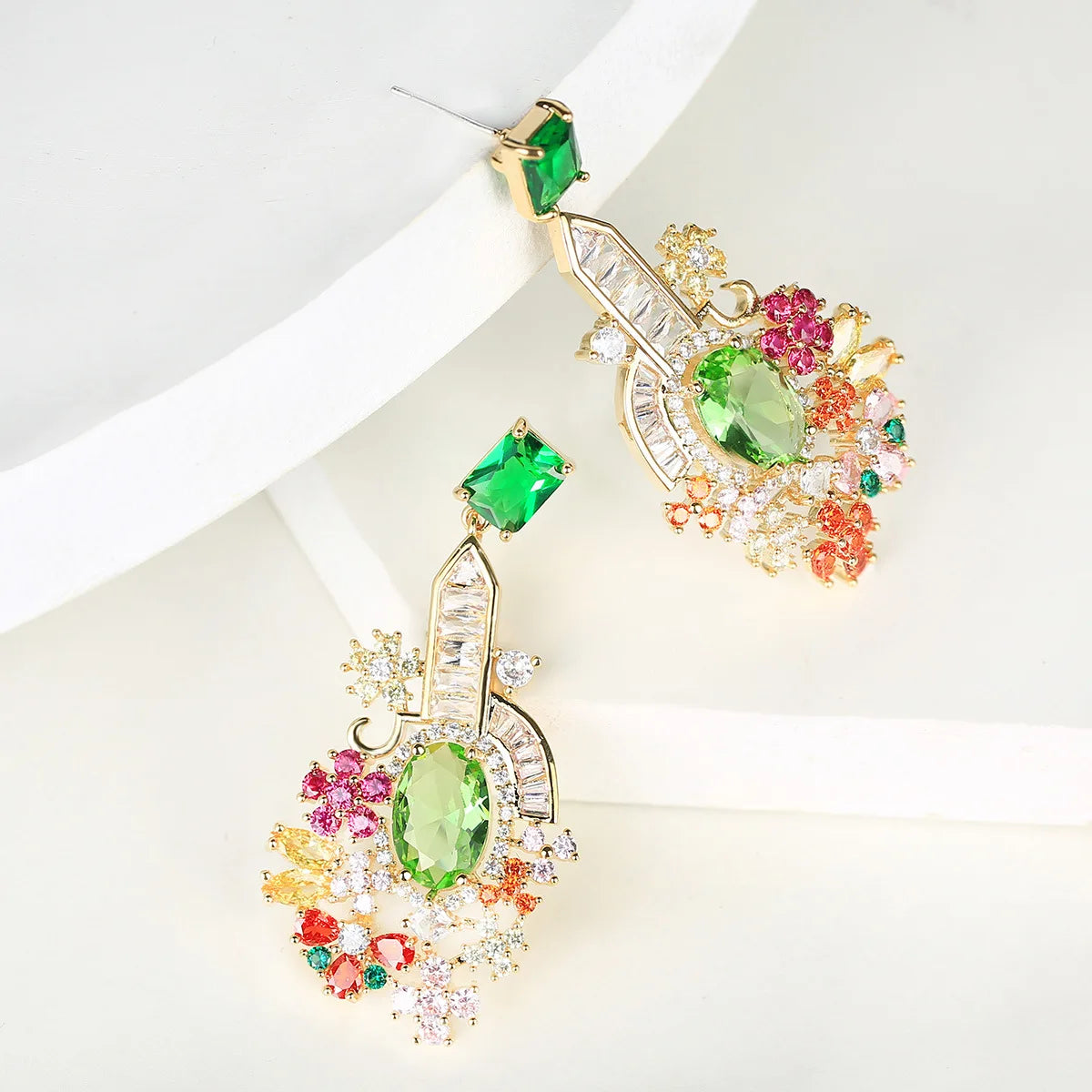 Light Luxurious Flower  Zircon Fashion Elegant Earrings for  Weddin or Party