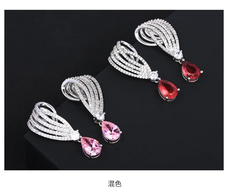 Bilincolor Luxury  Water Drop Zircon Earrings for Wedding or Party