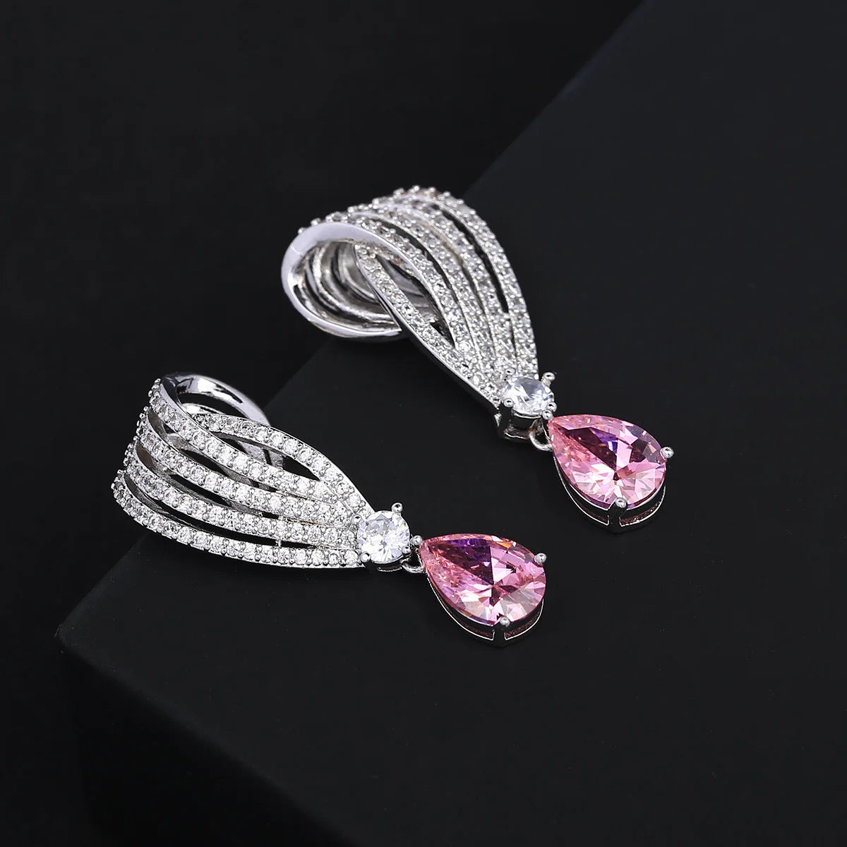 Bilincolor Luxury  Water Drop Zircon Earrings for Wedding or Party