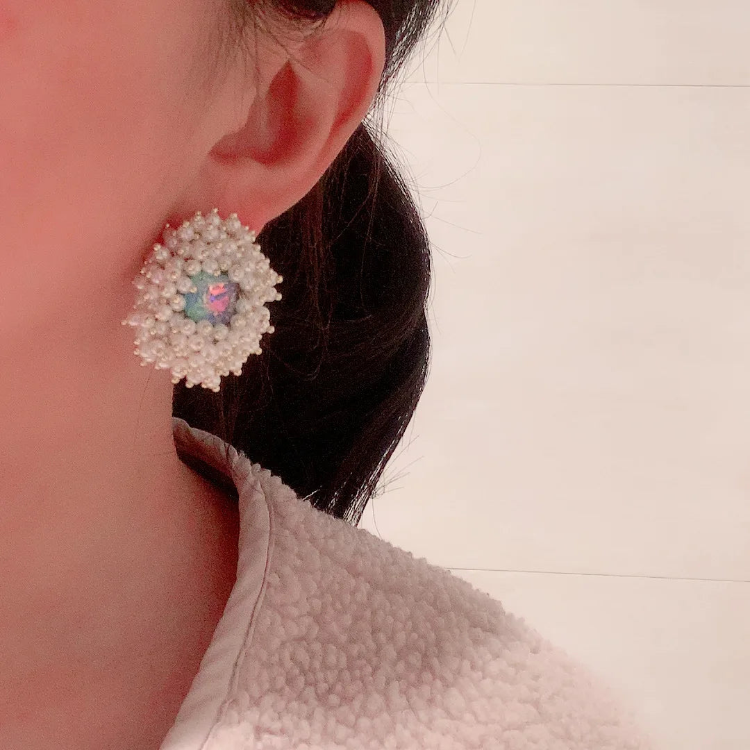 Bilincolor Multi Layered Pearl Crystal Earrings for Women