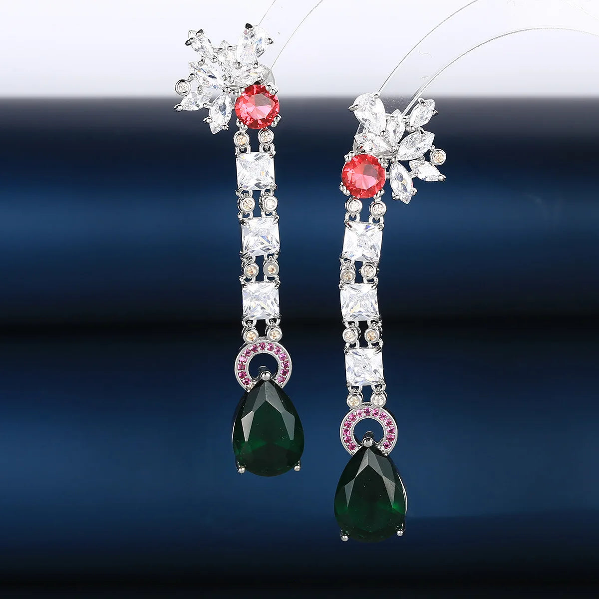 Luxury and Fashionable  Zircon Personalized Flower Shaped Water Drop Earrings For Women or Girls'  Christmas Gift