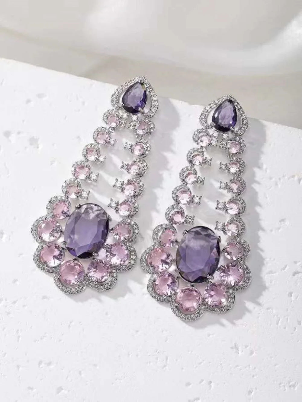 Bilincolor New Light Luxury Heavy Industry Gorgeous Colored Zirconia Earrings for Women