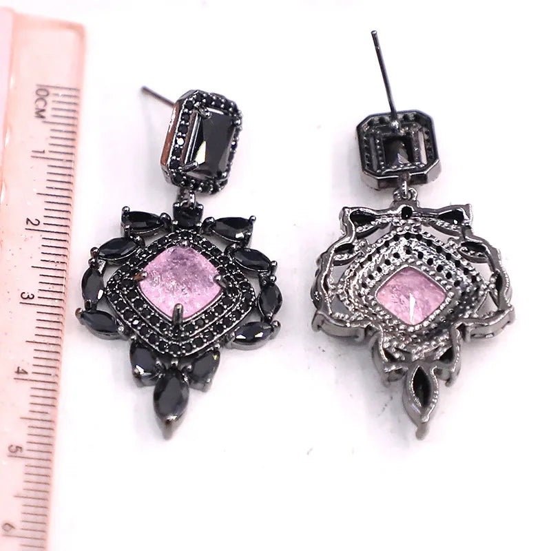 Bilincolor Micro Inlaid Zircon Retro Square Earrings For Women