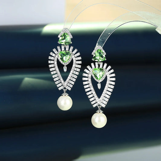 Bilincolor Light Luxury   Micro-set Zircon Pearl Earrings for Women