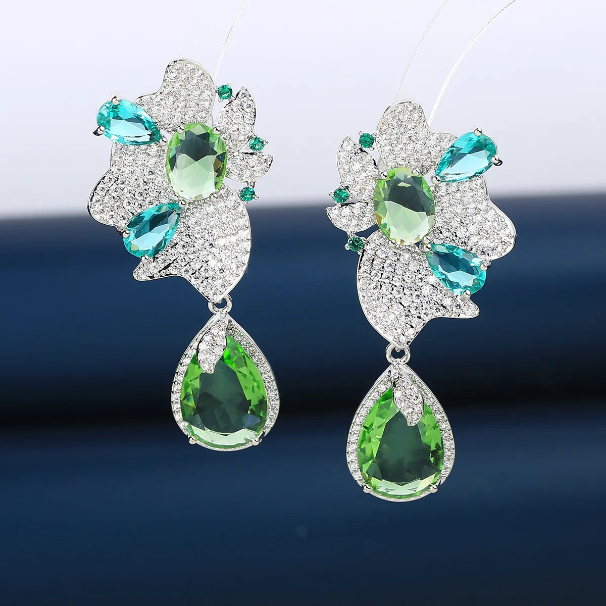 Bilincolor Light Luxury Zircon Water Drop Earrings for Wedding or Party