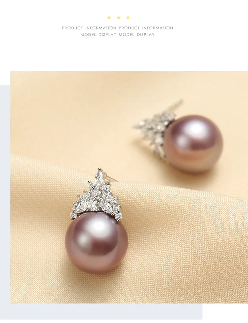 Bilincolor Silver Purple  Freshwater Pearl Earrings For Gift  or Party