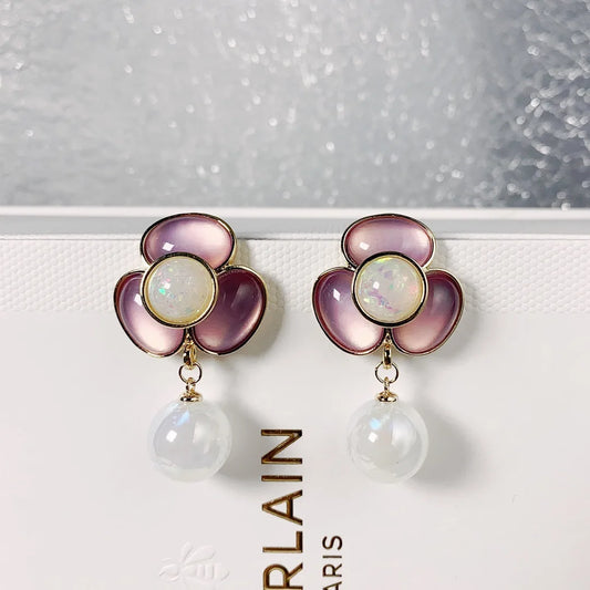 Bilincolor  Fashionable Three-dimensional Colorful Flower Light Luxury Temperament Earrings