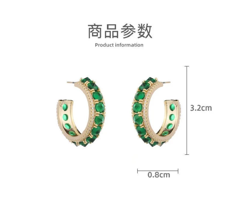 Bilincolor Luxury  Zircon Round C-ring Earrings for Wedding or Party