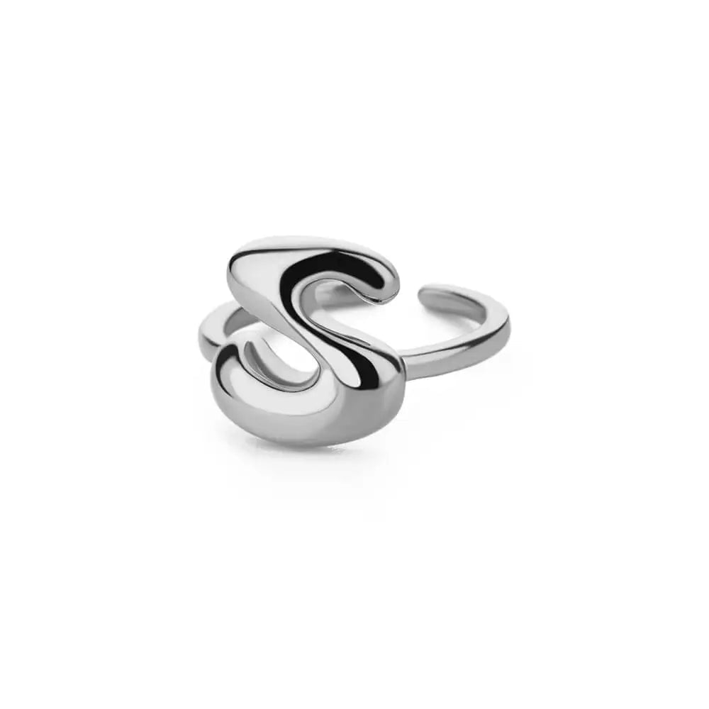 Chunky Initial Letter Rings for Women Gold Color Stainless Steel Ring Classic Alphabet Jewelry Finger Accessories anillos mujer